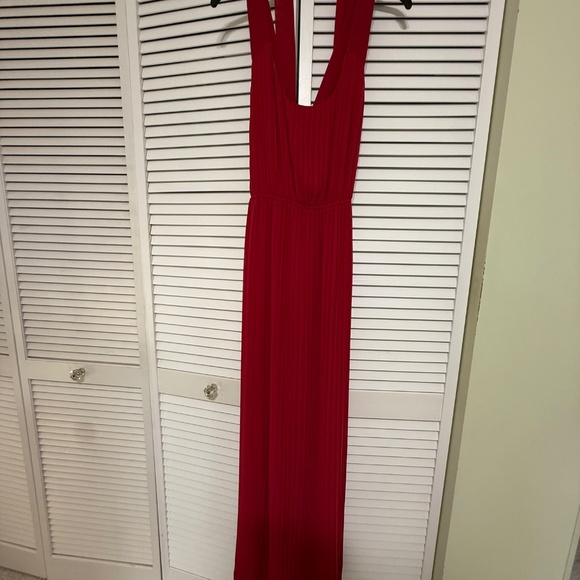 Long Red Pleaded Dress - Picture 6 of 7